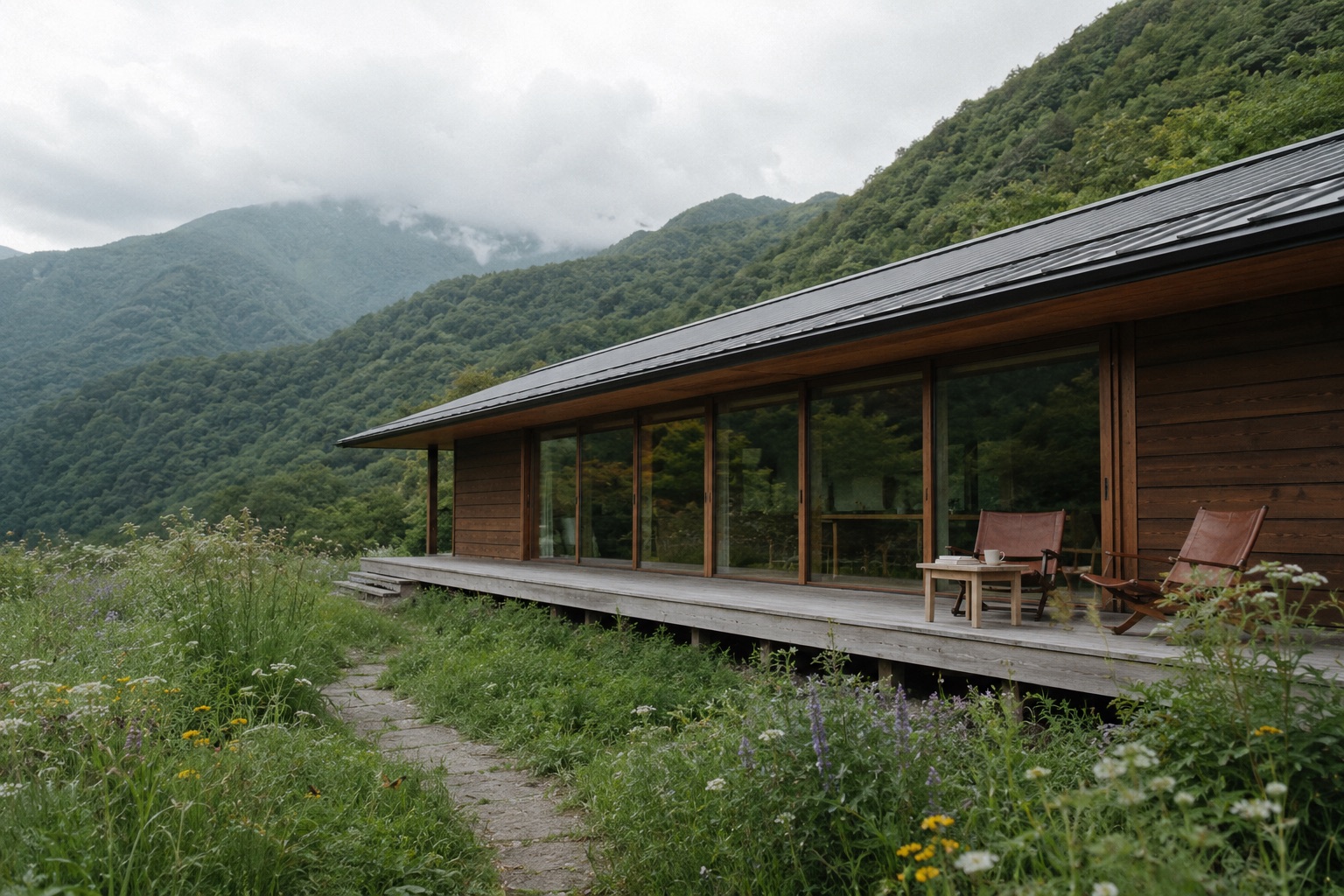 The house in June, the meadow up