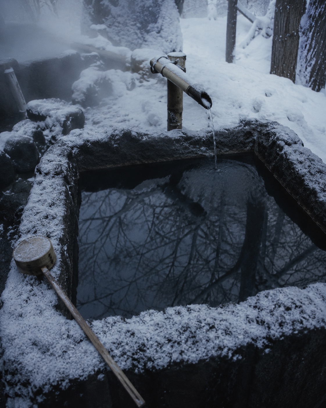 The cold plunge, fed from the stream